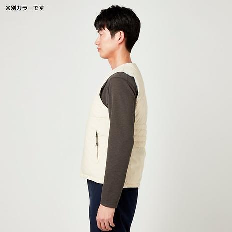 発熱素材】ブレスサーモライトウェイトノーカラーダウンベスト メンズ