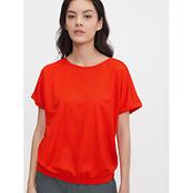 吸水速乾 ヘムブラウジング フレンチスリーブTシャツ ウィメンズ