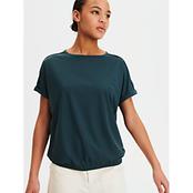 吸水速乾 ヘムブラウジング フレンチスリーブTシャツ ウィメンズ